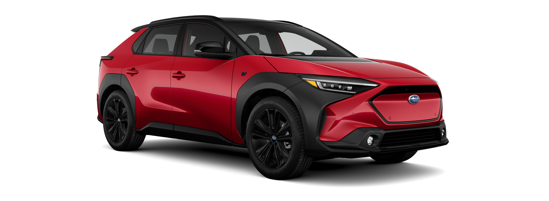 2025 Subaru Solterra Touring Onyx Edition Shown in Elemental Red Pearl, Two Tone