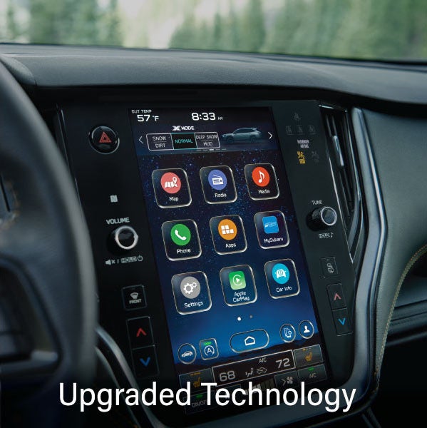 An 8-inch available touchscreen with the words &ldquo;Ugraded Technology&ldquo;. | Dellenbach Subaru in Fort Collins CO