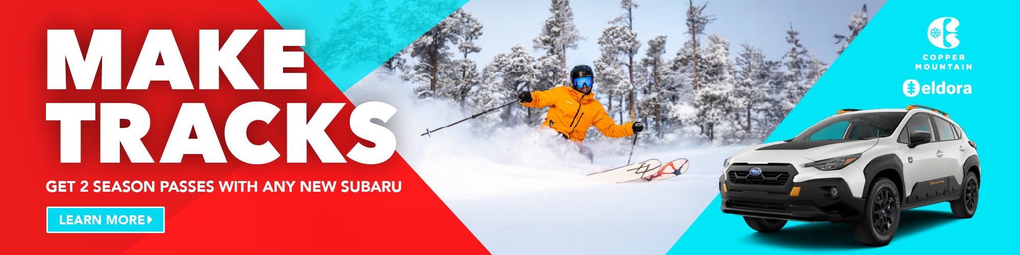 2026 Crosstrek Wilderness parked in front of a person skiing